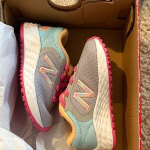 New Balance Kids Gray, Pink & Mint Athletic Sneakers